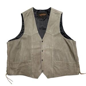 UNIK tan motorcycle Leather Riding vest size 60 men’s